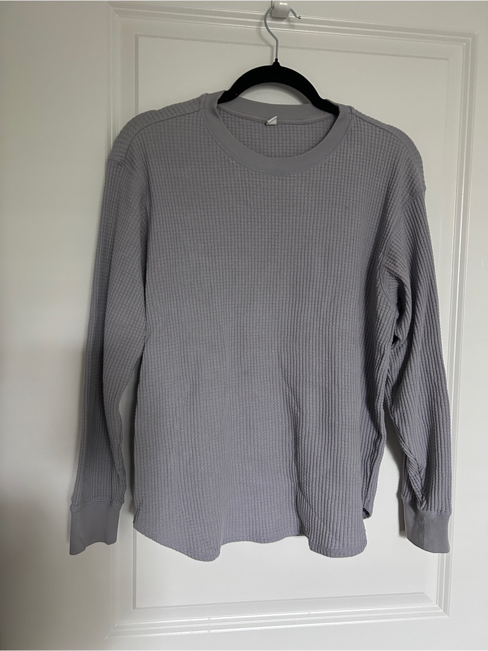 Uniqlo Long-Sleeve Waffle Knit Crewneck Shirt - lavender